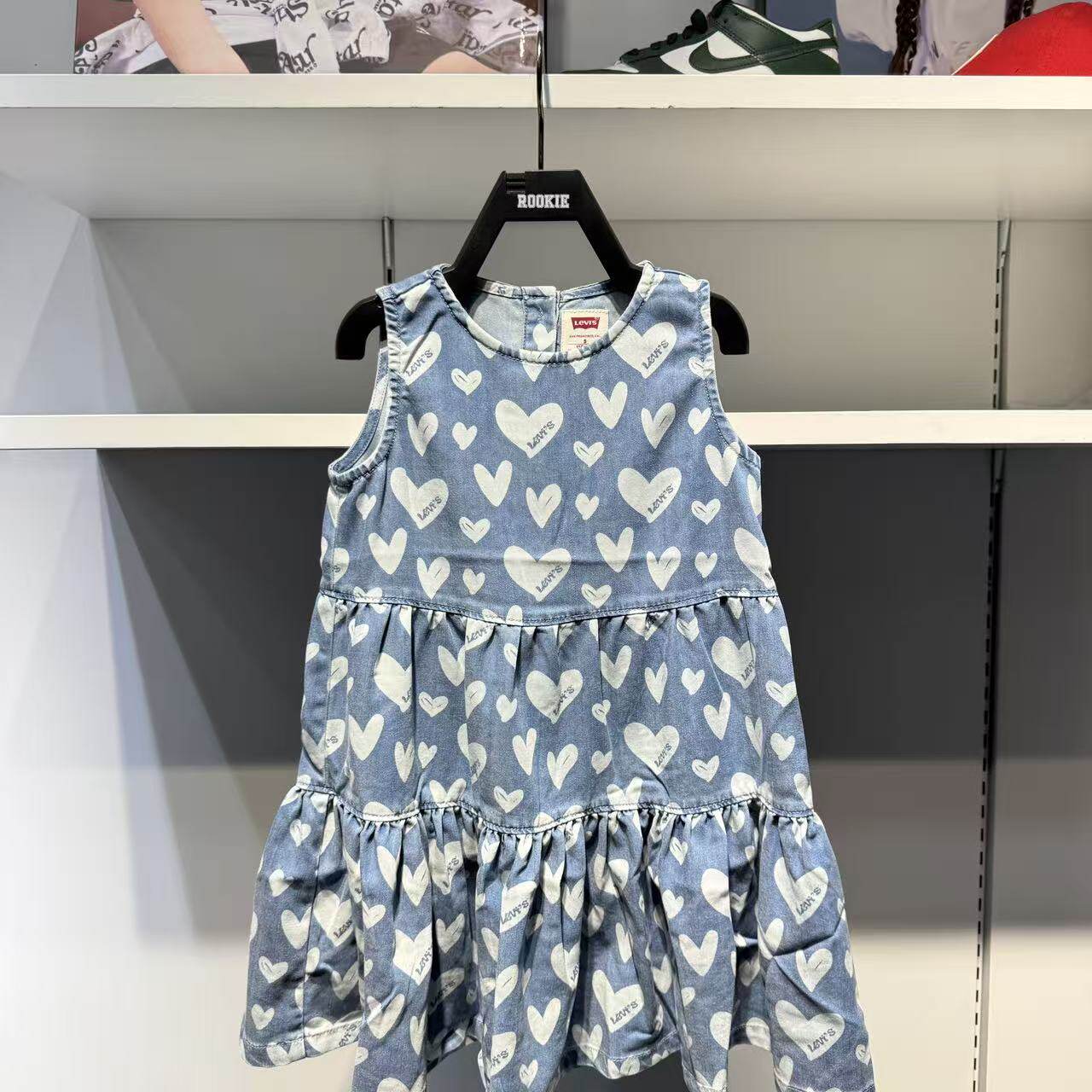 Levi's李维斯正品童装26年夏女童爱心印花牛仔连衣裙LV2622199