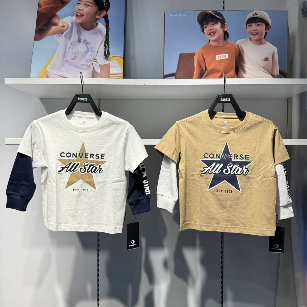 Converse匡威25年秋新款男女童休闲纯棉假两件长袖T恤 CV2532347