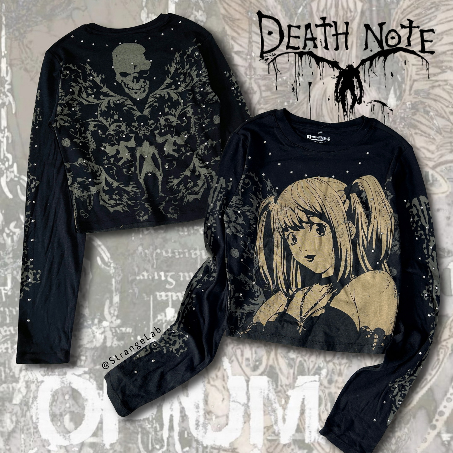 亚文化朋克小众涂鸦铆钉长袖T恤