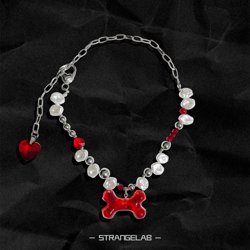 辣妹暗黑骨头串珠项链