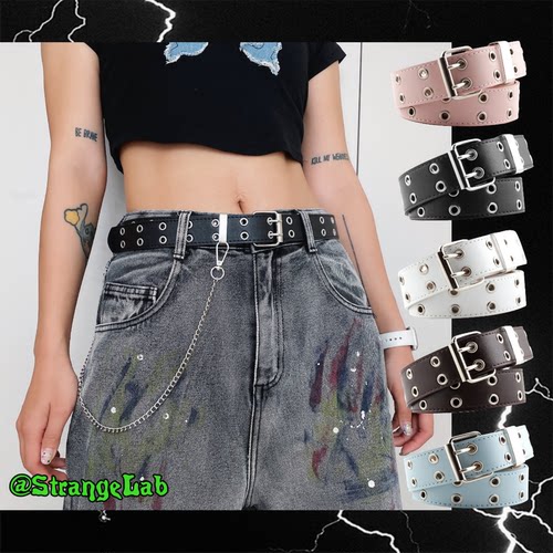 朋克punk双排扣链条男女皮带