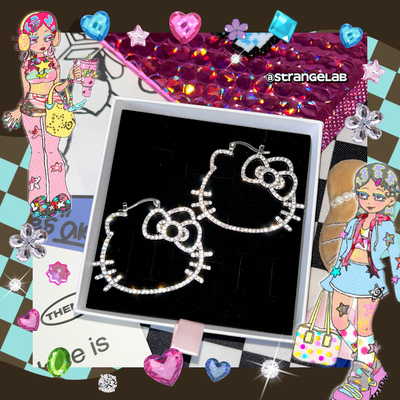 Y2K辣妹KT满钻圆环耳环