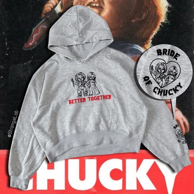 ins小众暗黑Chucky短款帽衫卫衣