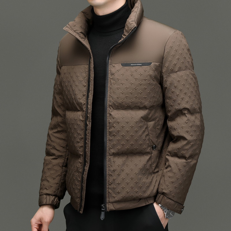 轻奢男士立领羽绒服外套冬季2025新款加厚保暖防寒服时尚羽绒衣潮