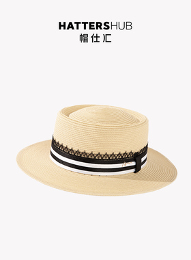 帽仕汇HATTERSHUB 蕾丝装饰带BOATER平顶草帽