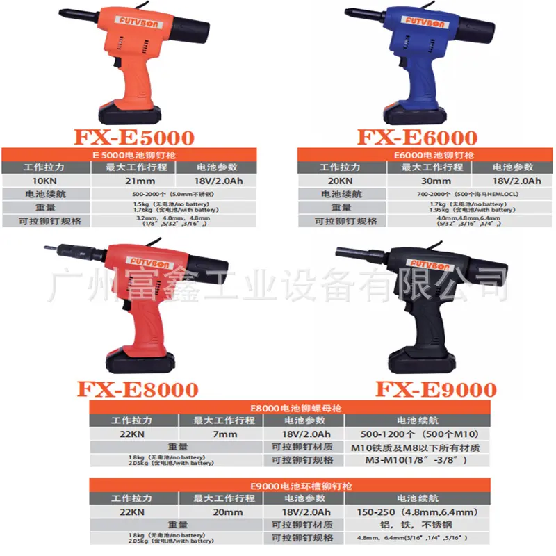ROCOL罗哥电动拉铆枪同款级FUTVBON电动拉钉枪：FX-E9000