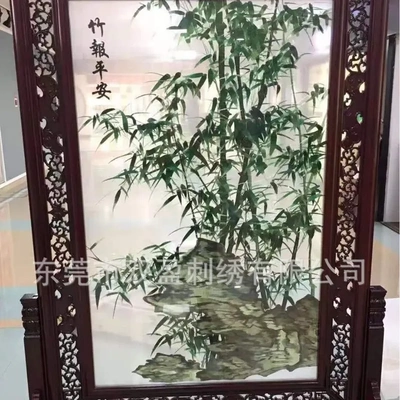 木质双面绣刺绣加工古风仿苏绣湘绣双面半透明纱画框屏风玄关