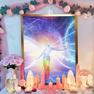 天道净化负能七色冥想画天使画像灵气祭坛画北欧丰盛富裕财富神像