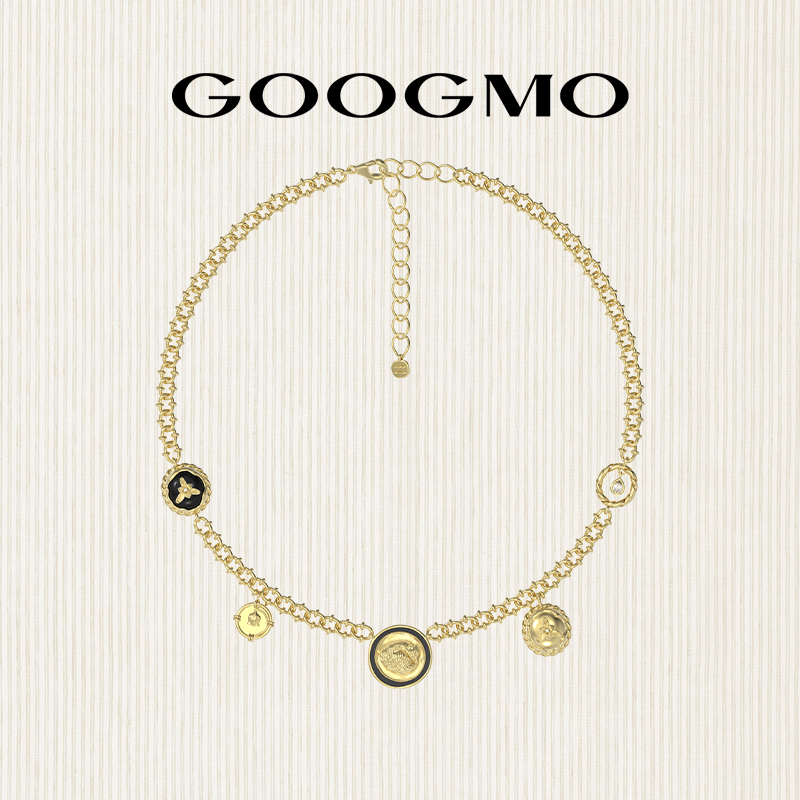 复古硬币GOOGMO锁骨链玛瑙