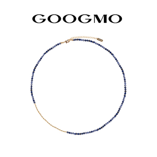 GOOGMO原创蓝纹石细项链小众设计颈链轻奢饰品月光石锁骨链女夏