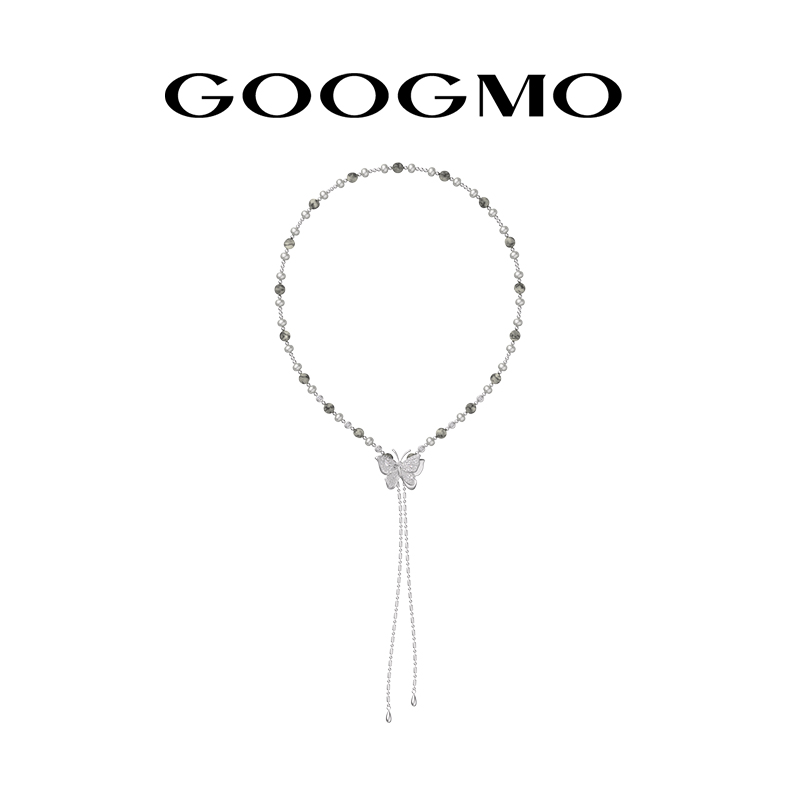 【新品】GOOGMO真麻珠蝴蝶抽拉项链女原创小众设计感2025年新款