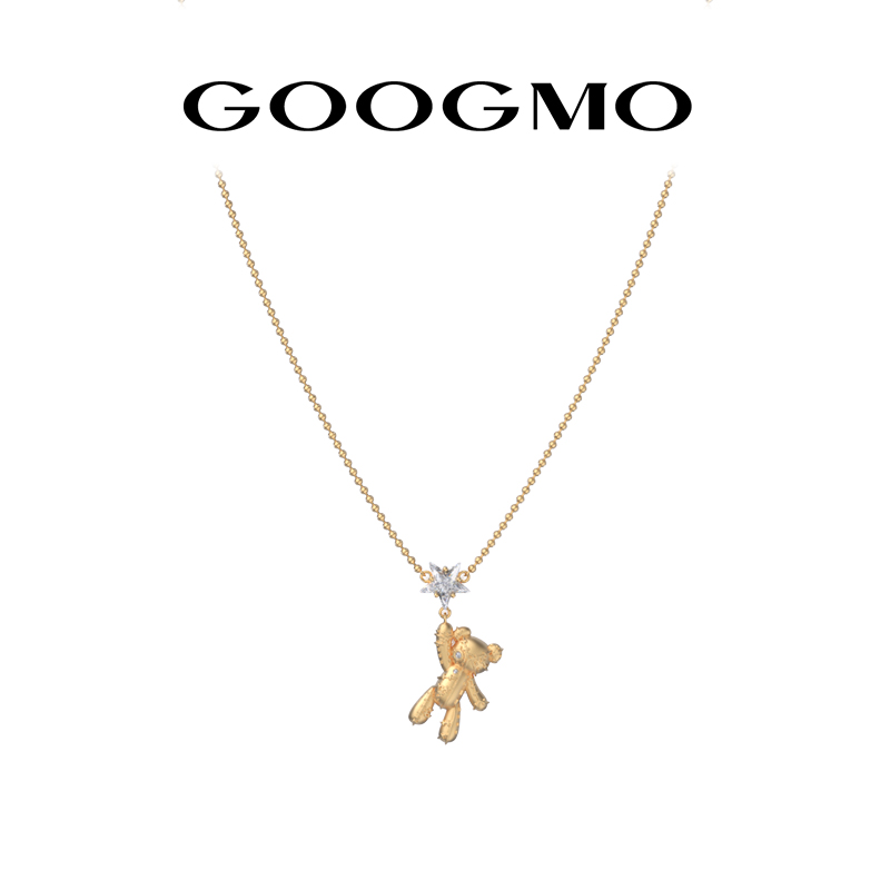 GOOGMO金色摘星熊项链锆石锁骨链圆珠链小众设计感时尚颈链毛衣链