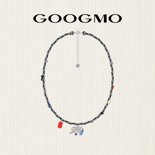 【吉象如意】GOOGMO法式复古设计多巴胺串珠编绳项链小象吊坠配饰