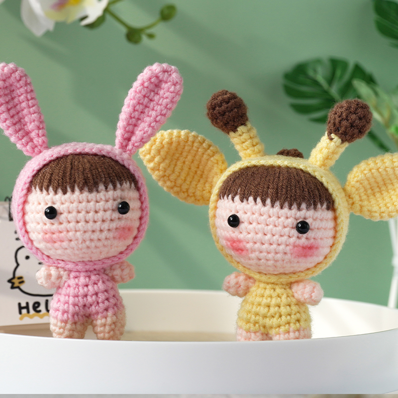 手工diy制作礼物编织钥匙扣材料包毛线玩偶变装娃娃网红兔送女友