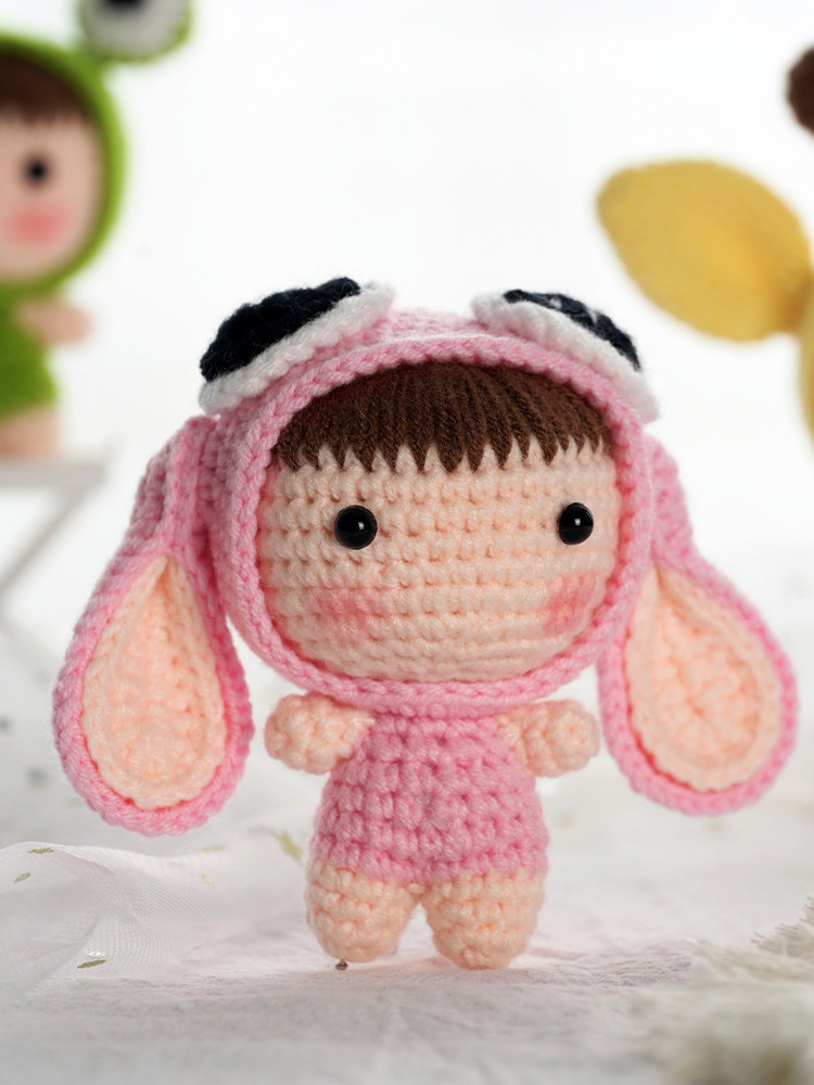 HANDMADE DIY MAKING GIFT KNITTING KEYCHAIN MATERIAL PACKAGE WOOL DOLL DRESS UP DOLL NET RED RABBIT FOR GIRLFRIEND