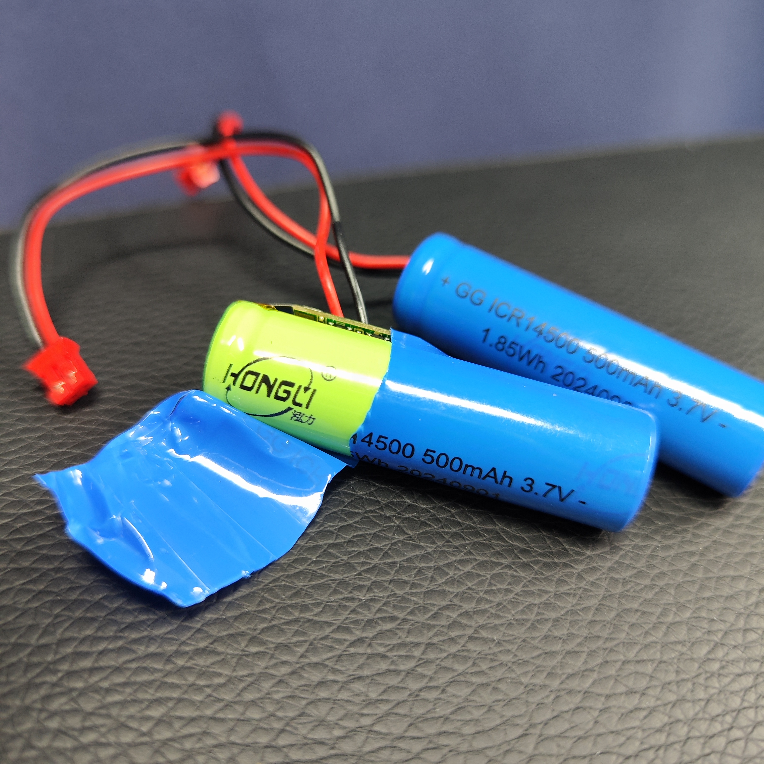 14500电池 500毫安 品牌强 锂电池3.7V平头 带保护板带端子