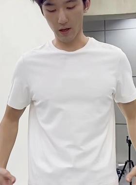 Vujade009Jake高支纯棉质扭曲侧缝短宽修身版型打底超纤维短袖T恤