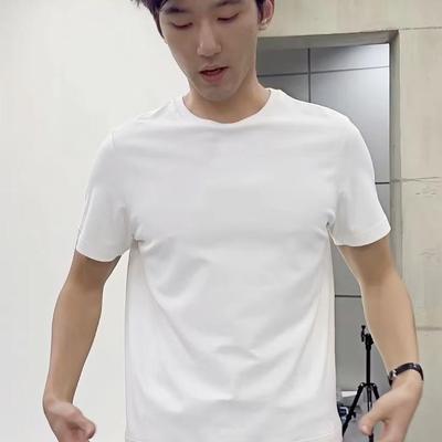 Vujade009Jake高支纯棉质扭曲侧缝短宽修身版型打底超纤维短袖T恤