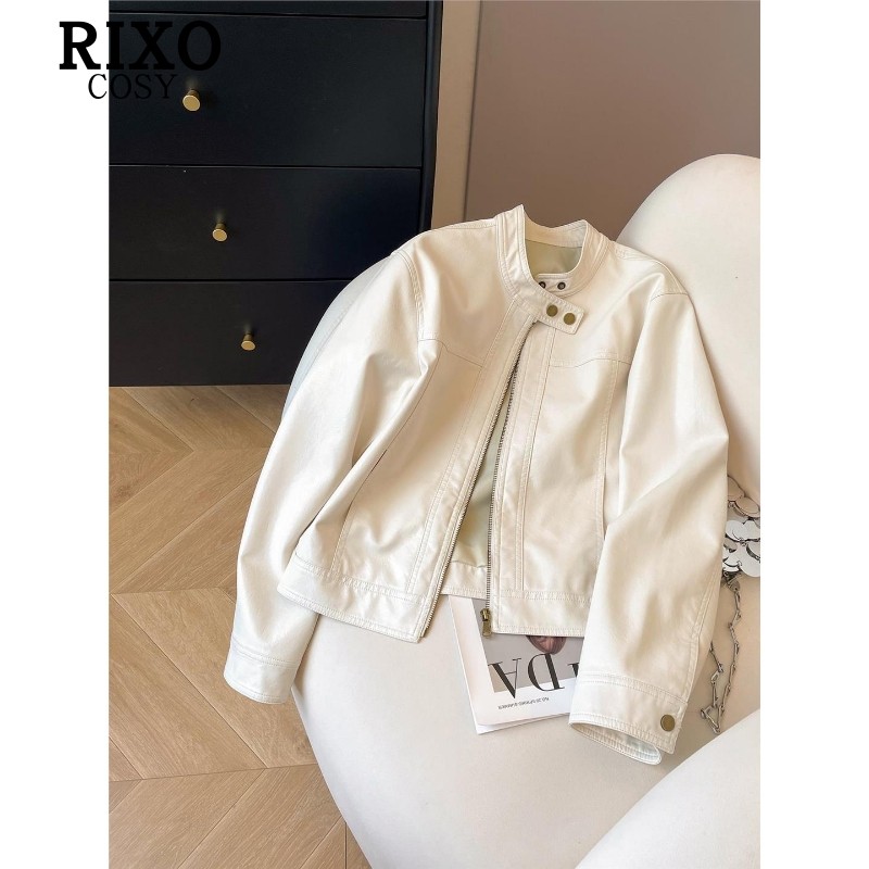 RIXO COSY立领皮衣外套女秋季新款酷飒风高级感小个子机车皮夹克