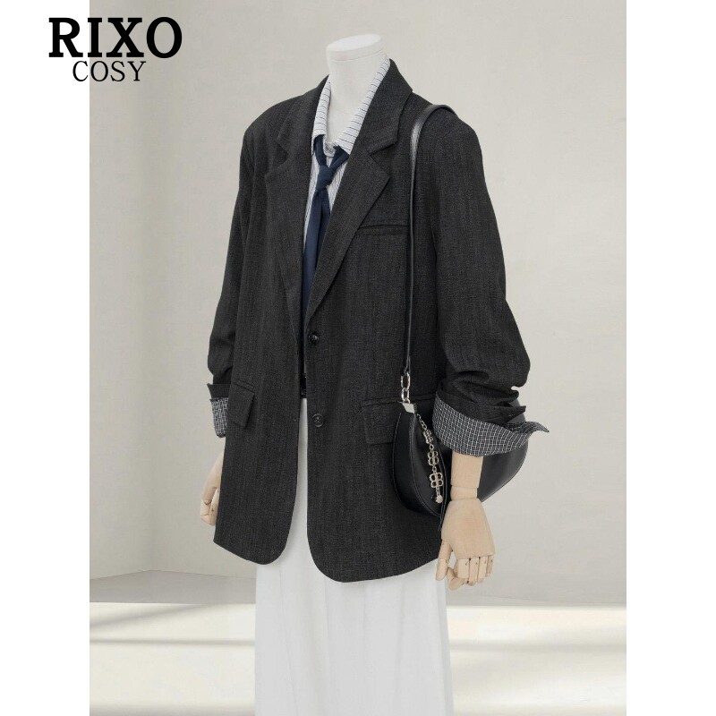 RIXO COSY高级感黑色西装外套女小个子秋冬新款宽松长袖职场穿搭