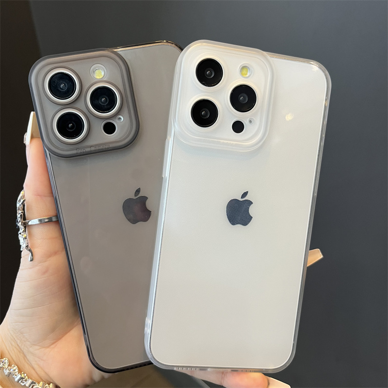 ins简约手机壳适用苹果15promax保护壳iphone11直角边磨砂壳13/14透明硅胶软壳12por高级感XR/XS耐脏78plus薄
