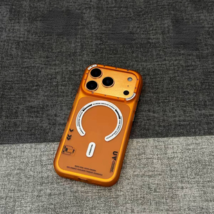 新款Magsafe强磁吸充电适用苹果17promax手机壳M1橙色镜头框17高级iPhone16pro磨砂15promax潮牌14个性13防摔