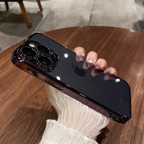 高级感超薄透明简约新款适用苹果14Promax手机壳iPhone13自带镜头膜防尘网Plus电镀套12Pro女款男15裸机手感
