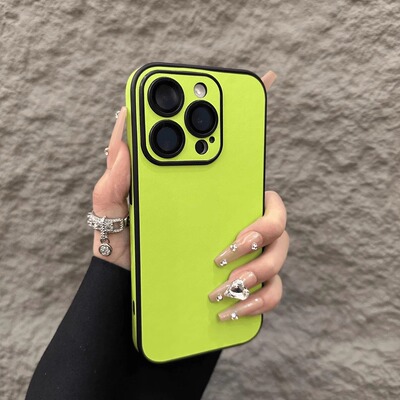 简约皮质自带镜头膜适用苹果16Promax高级撞色手机壳iPhone15Pro全包14情侣简约ip13小众12p素皮11保护套plus
