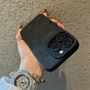 适用苹果13promax手机壳高级感14pro皮质iPhone12新款防尘11磨砂XS小羊皮XR全包X防摔十三pm硅胶软壳套男女款