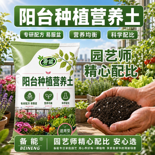 阳台种植适用型营养土盆栽补土种植土透气保水排水花卉通用换盆土