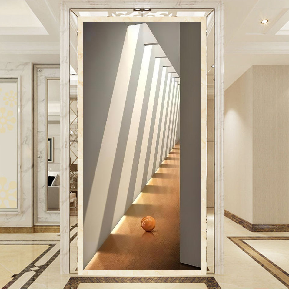 入户玄关背景墙延伸空间壁画高级感竖版走廊过道壁画现代简约墙纸