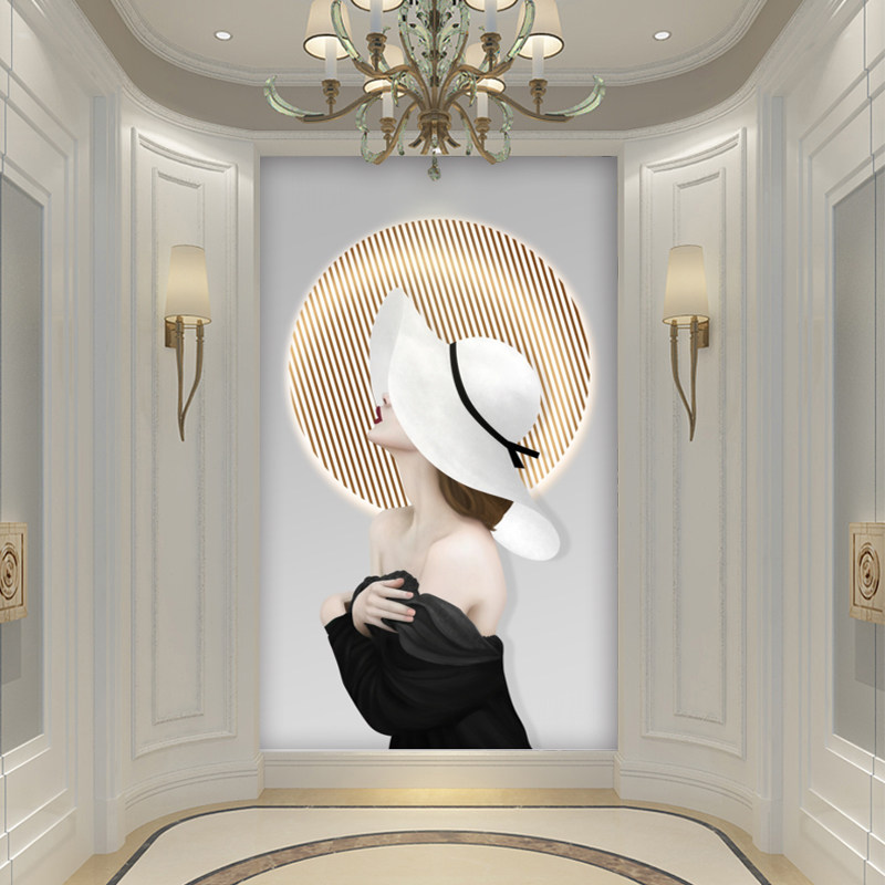 人物玄关装饰画衣帽间背景墙走廊过道大幅客厅落地画墙纸壁纸墙布