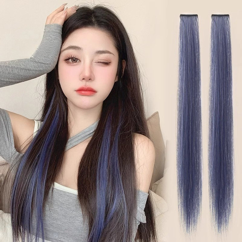 短发粉色挑染假发片挂耳染发片彩色假发条一片式隐形无痕接发贴片