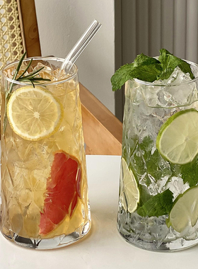 网红钻石水果茶杯玻璃水杯子冰美式咖啡杯果汁杯冷饮料饮品杯夏季