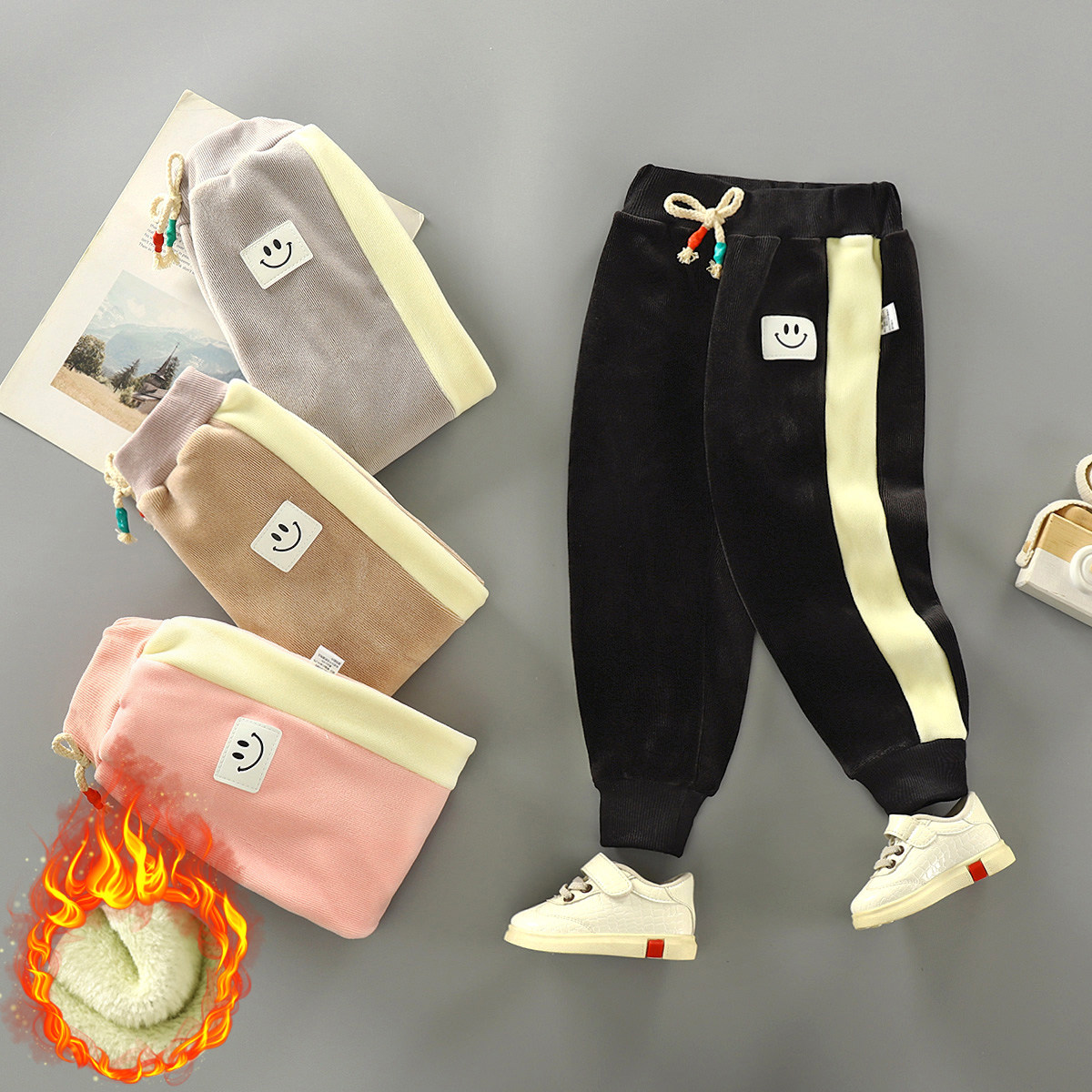 口袋虎婴儿宝宝运动长裤子加绒加厚时尚春秋冬季休闲女男童外穿潮