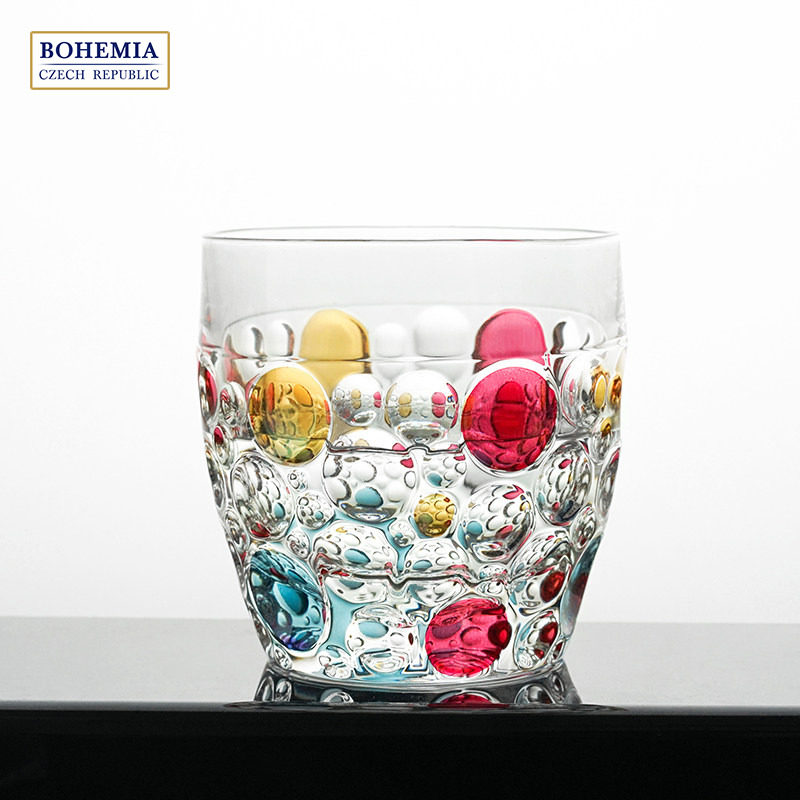 BOHEMIA捷克进口 里斯本手工彩色威士忌洋酒酒杯波西米亚水晶玻璃