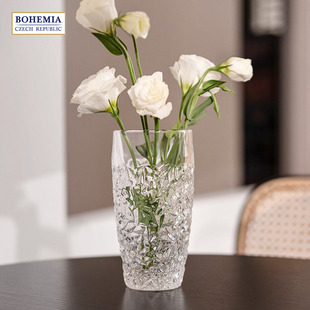 捷克BOHEMIA进口水晶玻璃花瓶 透明插花欧式现代桌面居家小号摆件