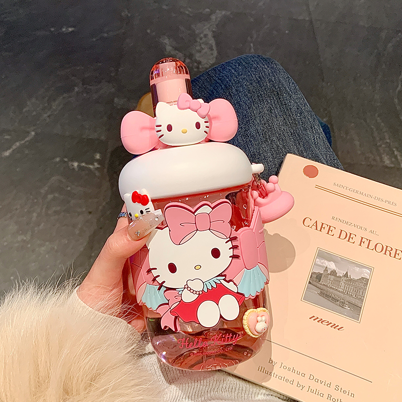 HelloKitty水杯儿童2025新款可爱吸管杯子女生高颜值茶水分离杯
