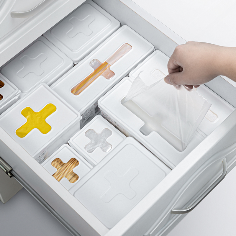 inomata保鲜膜套收纳盒一次性手套水槽过滤网便携抽取盒pp塑料盒