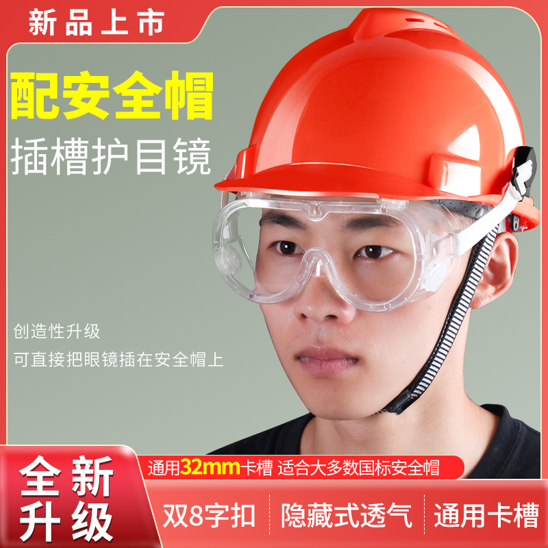 安全帽护目镜打磨劳保防飞溅男女骑行防雾防风沙灰尘飞沫透明眼镜