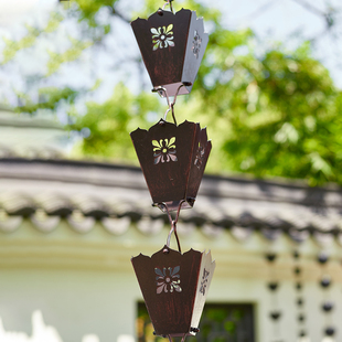 屋檐排水链别墅庭院雨水链下水链天沟寺庙引水链 民宿莲花雨链中式