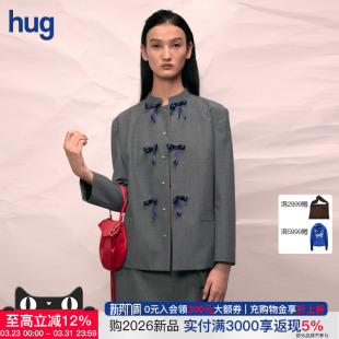 2026早春新款 YES hug 立领蝴蝶结羊毛夹克外套 凹是