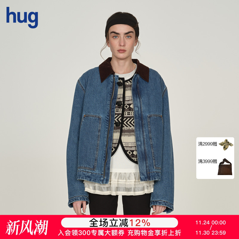 【ICE DUST】hug 2025秋冬新款拼接翻领牛仔外套icedust