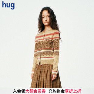 北欧风费尔岛提花针织开衫 2025秋冬新品 hug 圆领上衣 XUZHI