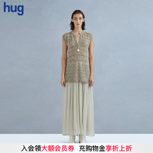 2025针织拼轻纱假两件双层领口复古连衣裙 Cello Sonata hug