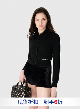 【MARINE SERRE】hug 2025秋冬新款羊毛毛领针织长袖开襟衫