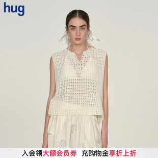 2025秋冬新款 hug ICE 钩花针织马甲背心镂空上衣 DUST