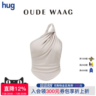 上衣纯色单肩纽结短背心吊带修身 hug设计师款 OUDE 上衣女 WAAG