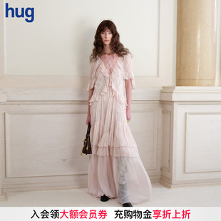 易梦玲同款【Cello Sonata】hug 2026粉色蕾丝荷叶边短袖连衣裙