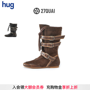 hug GROSMOTT 2026春夏新皮扣流苏拳击短靴游牧风靴子 27QUAI